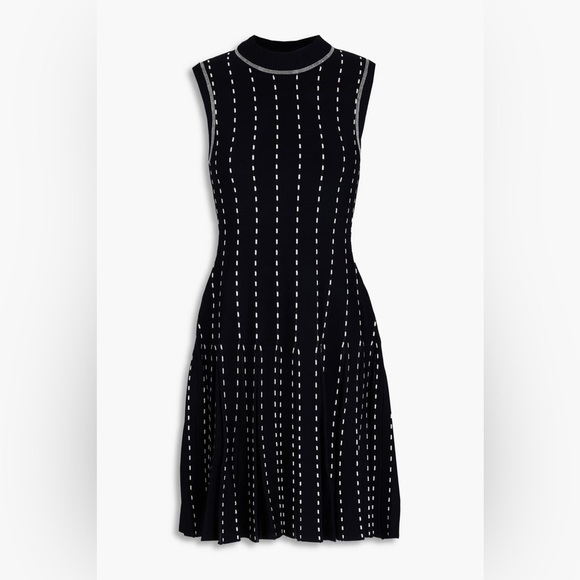 NWT SIMKHAI Cosette Contrast Stitch Sleeveless Sweater Dress- Navy Blue -Size XS - Picture 1 of 11